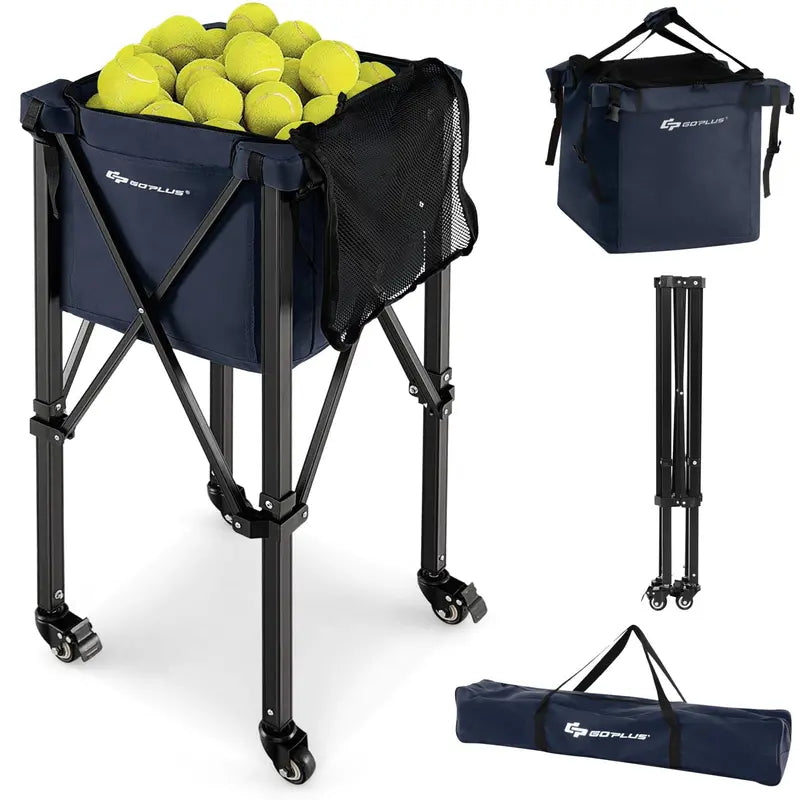 Lightweight Aluminum Tennis Ball Hopper, Collapsible 2-Tier Ball Collector