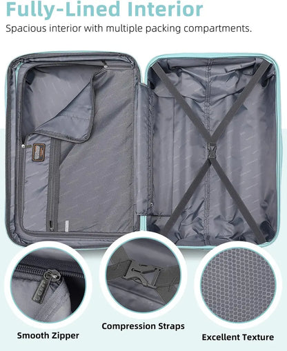 6-Piece Expandable Rolling Luggage Set  Lightweight Hardshell Suitcases with Smooth-Spinning Wheels & Modular Packing Options