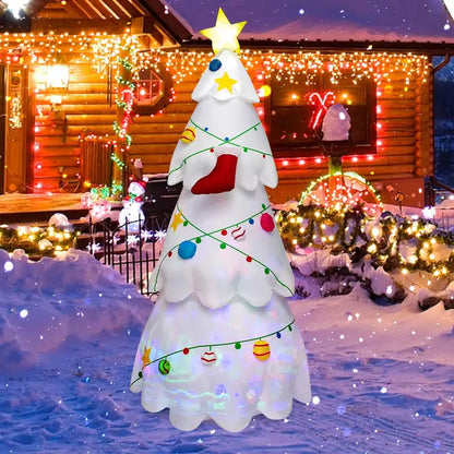 Tangkula 8ft Inflatable Christmas Tree with LED & Rotating Lights, Indoor/Outdoor Holiday Decoration, Tear-Resistant Polyester