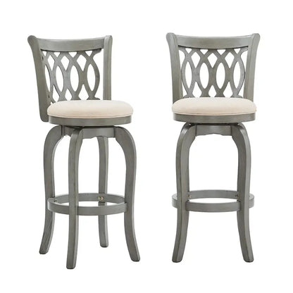 Elegant Scroll-Back Swivel Bar Stool with Metallic Accents and Comfort Upholstery