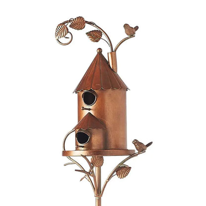 Decorative Birdhouse Garden Stakes  Rustic Lawn & Yard Accent Set