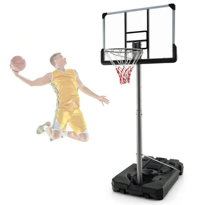 Poolside Adjustable Basketball Goal  Compact Outdoor Hoop with 64″79″ Height Range
