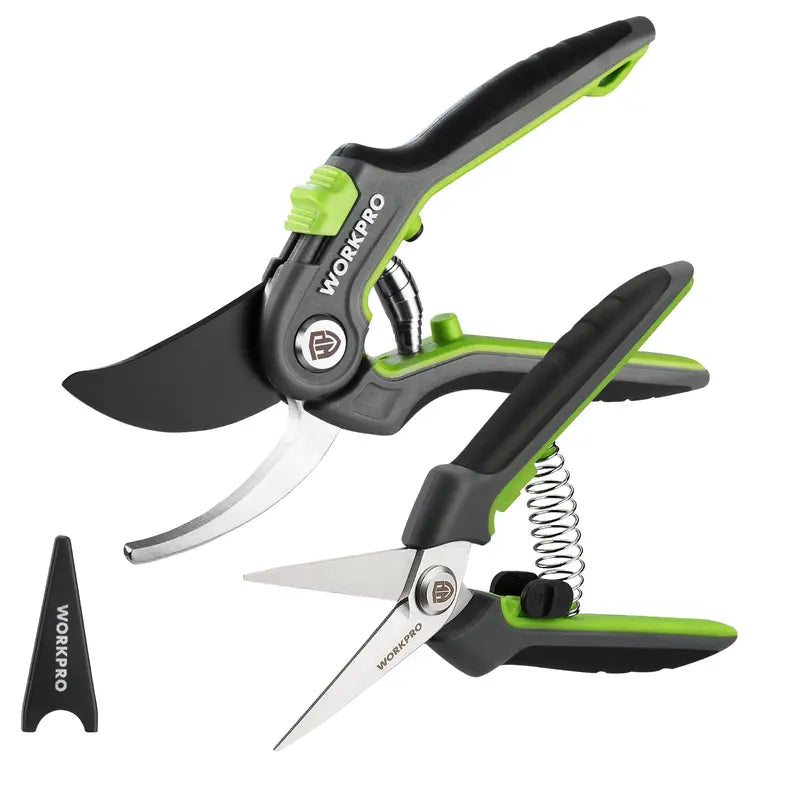 WORKPRO 8-Inch Bypass Pruning Shears & 6.25-Inch Straight Garden Scissors  2-Piece Set
