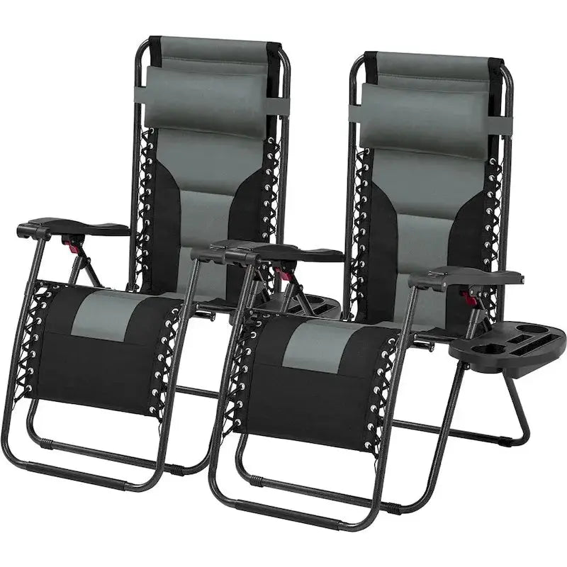 Yaheetech Twin Pack Outdoor Zero Gravity Lounge Chairs  26-Inch Padded Patio & Camping Seating