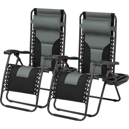 Yaheetech Twin Pack Outdoor Zero Gravity Lounge Chairs  26-Inch Padded Patio & Camping Seating