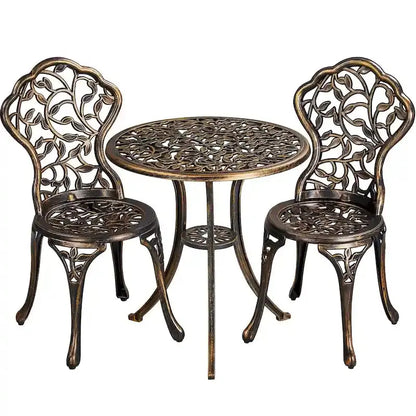 Yaheetech 3-Piece Aluminum Bistro Set  Antique-Finish Patio Chairs + Table