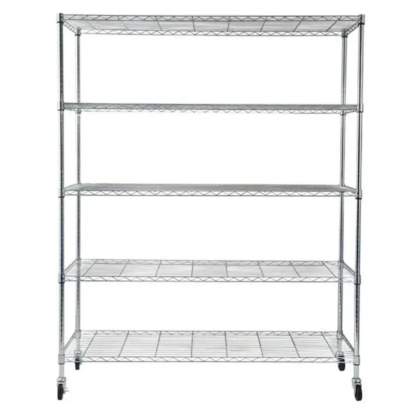 Mobile 5-Tier Wire Shelving Unit  59″L x 17.7″W x 70.9″H with Casters