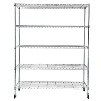 Mobile 5-Tier Wire Shelving Unit  59″L x 17.7″W x 70.9″H with Casters