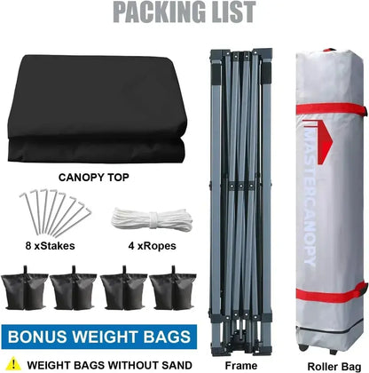 10×10 Black Pop-Up Canopy Tent  Durable Instant Shelter with Roller Bag for Transport