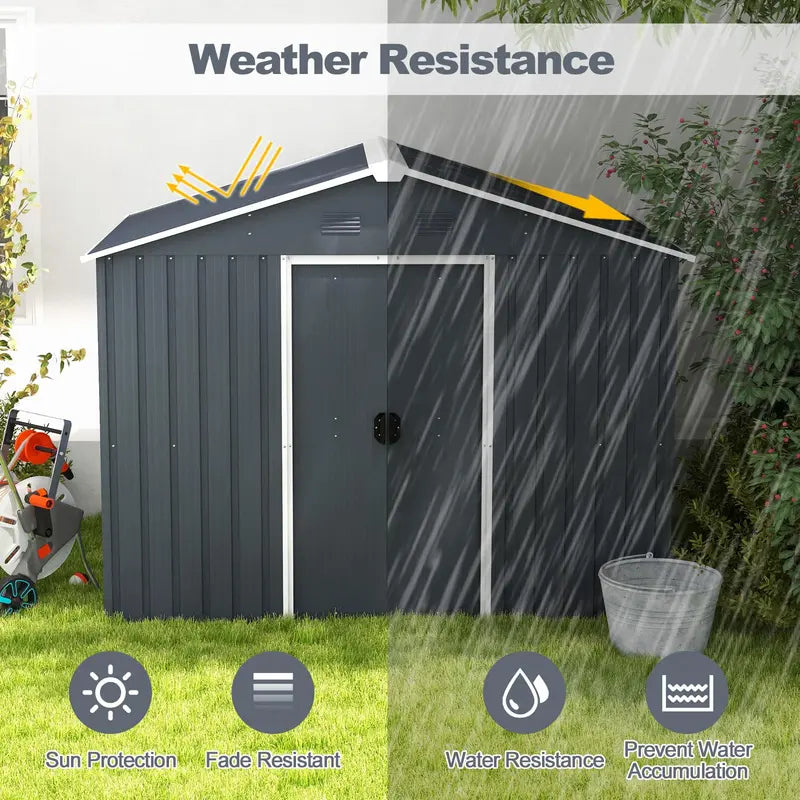Freestanding Outdoor Storage Shed with Reinforced Floor & Lockable Door