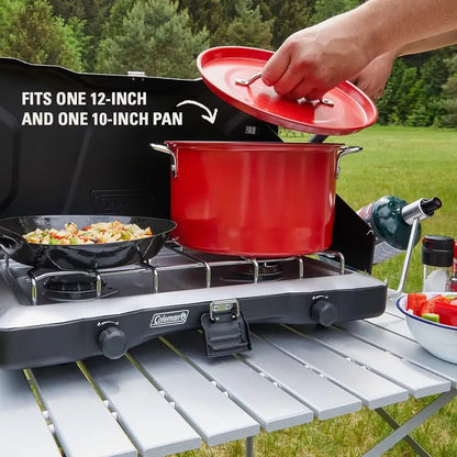 Coleman Triton+ 2-Burner Portable Propane Camping Stove with Wind Guards & Easy Ignition