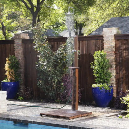Freestanding Stainless Steel Outdoor Shower Tower with Duckboard  94.5 Inches High