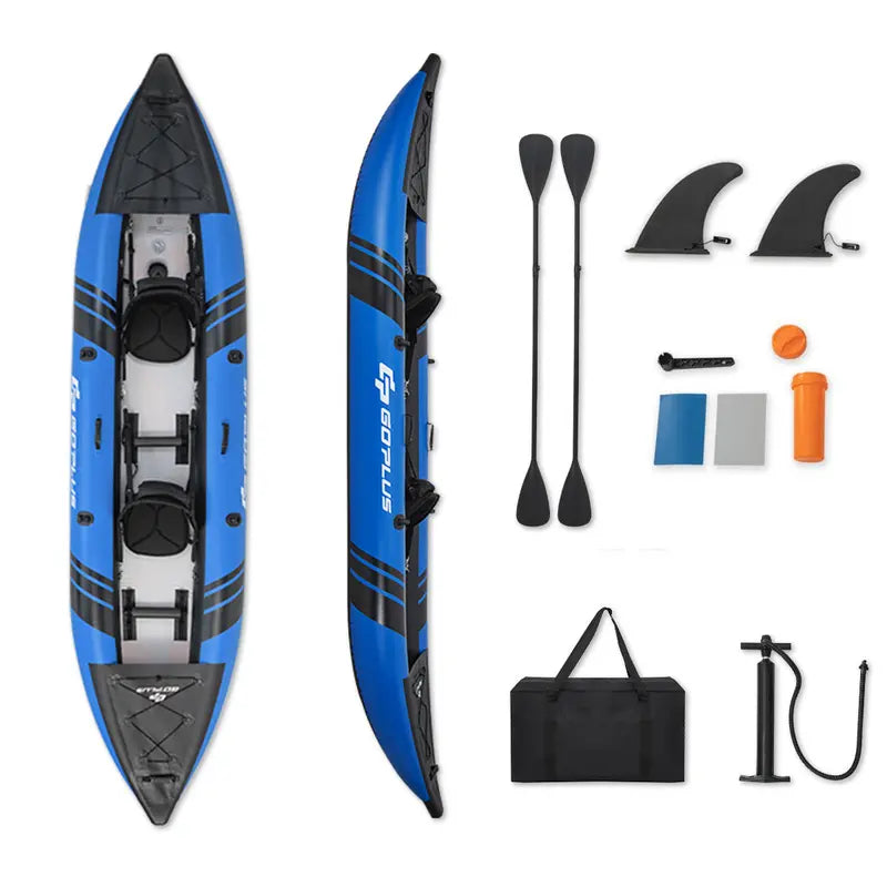 12.5-Foot Inflatable Tandem Kayak for One or Two Riders  507-Pound Weight Capacity with Full Accessory Kit & Portable Carry Bag