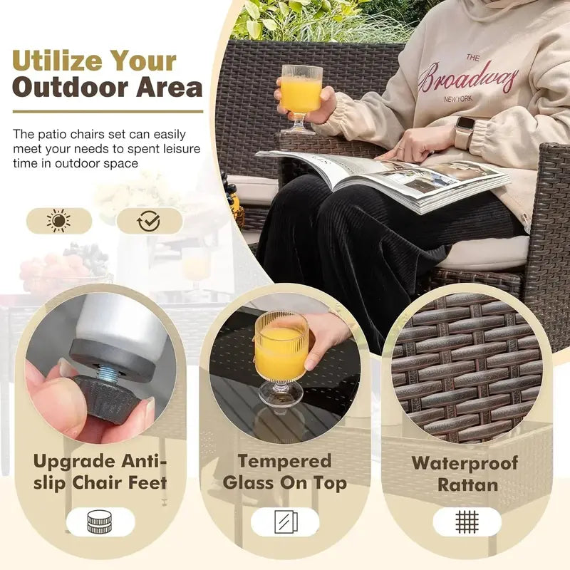 Homall 4-Piece Patio Furniture Set — All-Weather Wicker Chairs with Comfort-Focused Cushioning