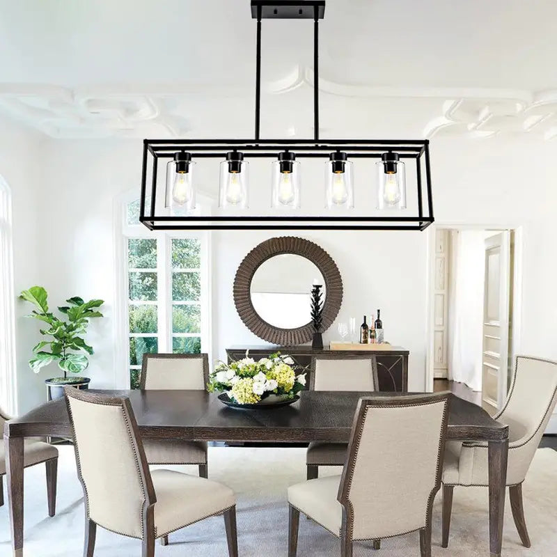 Rustic-Modern Matte Black Pendant Chandelier for Contemporary Spaces