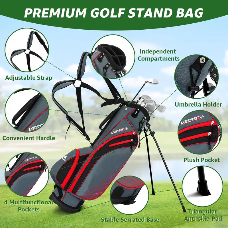 XDriveMax Men’s Complete 8-Piece Golf Club Set  Driver, Irons, Putter, and Stand Bag Included