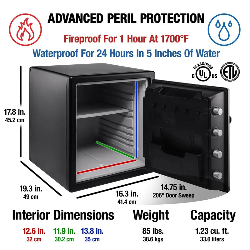 SentrySafe SFW123CS Fire- and Water-Resistant Safe  1.23 Cu. Ft., Dial Combination Lock