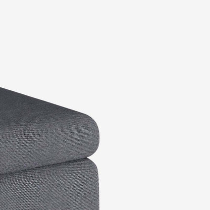 Banquette-coffre gris fonc  en bois, m tal et tissu