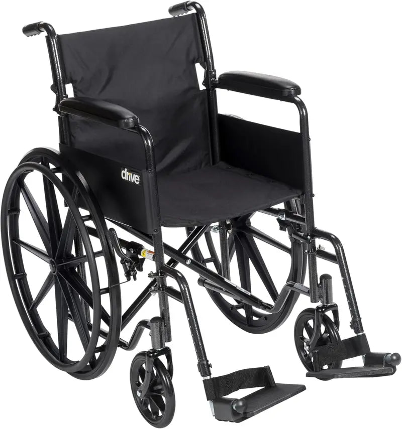 Drive Medical Silver Sport 1 Folding Transport Wheelchair  Lightweight, Compact Mobility Aid