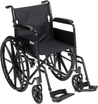 Drive Medical Silver Sport 1 Folding Transport Wheelchair  Lightweight, Compact Mobility Aid
