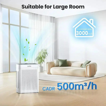 Dual-Intake Air Purifier for Large Spaces: PM2.5 Sensor, Real-Time Air Quality Display & Wide Coverage