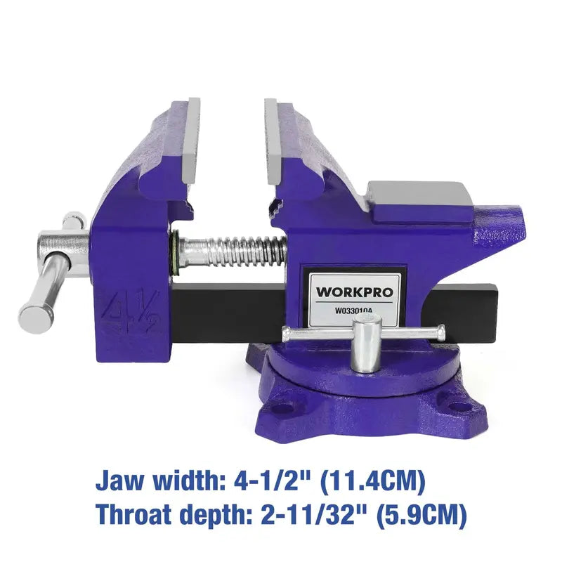 WORKPRO 4.5-Inch Bench Vise  Heavy-Duty Cast-Iron Workbench Clamp