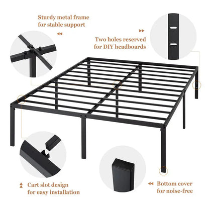 Amolife Heavy Duty Queen Size Metal Platform Bed Frame with 16.5  Large under Bed Storage Space