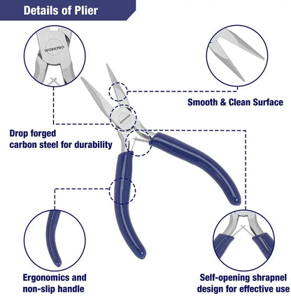 WORKPRO 7-Piece Jewelry Making Pliers Kit with Carry Pouch