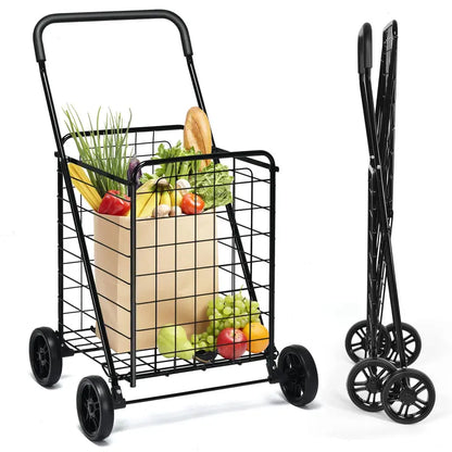 Heavy-Duty Foldable Grocery Cart with Smooth-Rolling Wheels