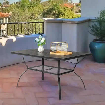 Wrought Iron Patio Dining Table  59″ Rectangular Outdoor Surface