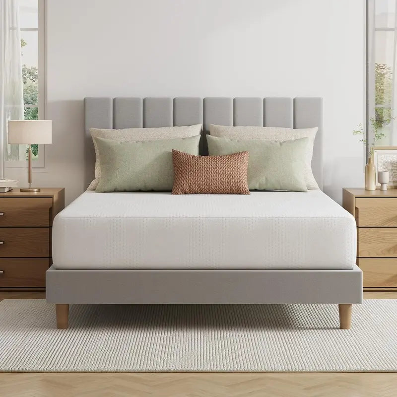 Novilla 12-Inch Gel-Infused Queen Mattress in a Box: Pressure-Relieving Cooling Memory Foam Bed with CertiPUR-US Certification and Breathable White Cover