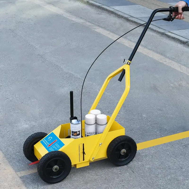Heavy Duty Yellow Striping Line Marking Machine for Parking Lots & Sports Fields  Adjustable Width, Stable Rubber Wheels
