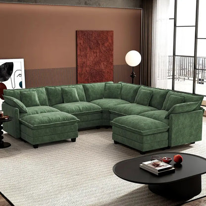 ihanherry 146-Inch Modern U-Shaped Modular Cloud Sofa  Customizable Layout