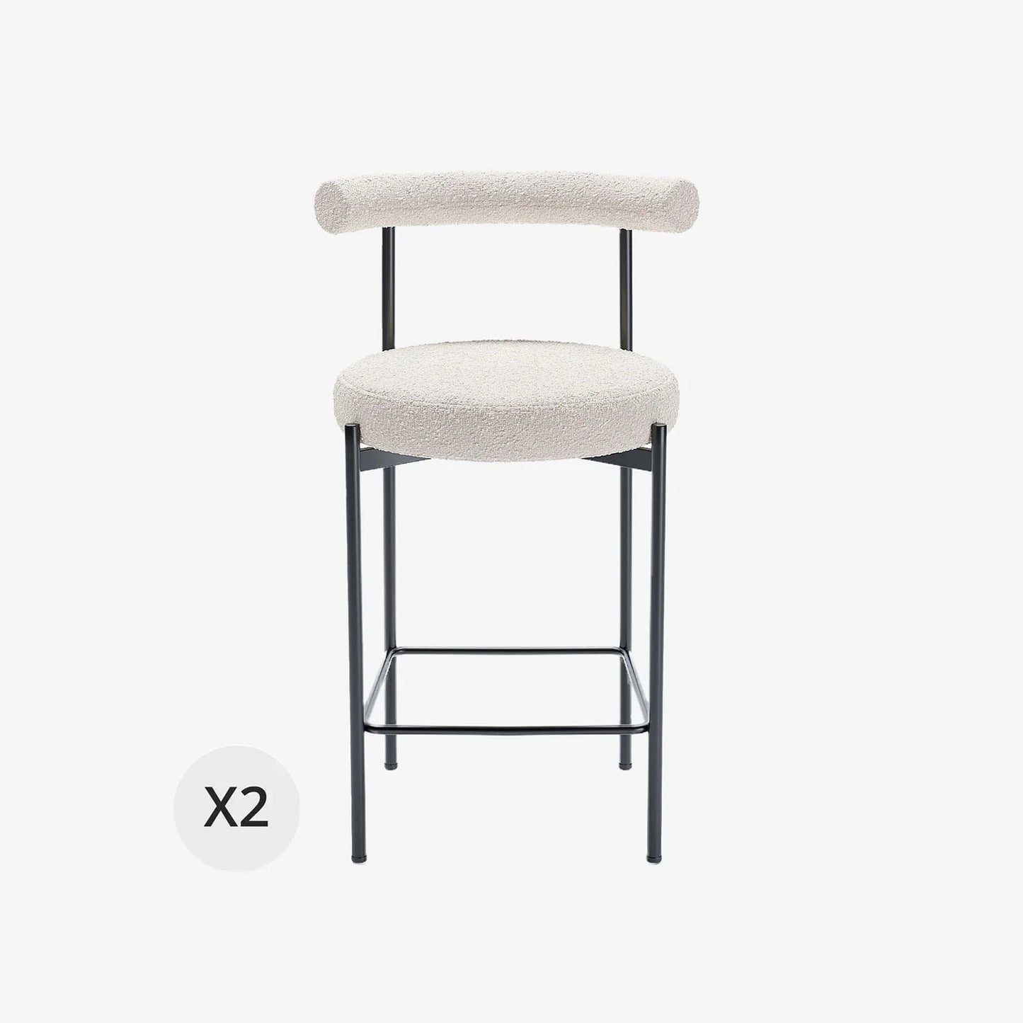 Lot de 2 chaises de bar bouclette blanche Charlotte