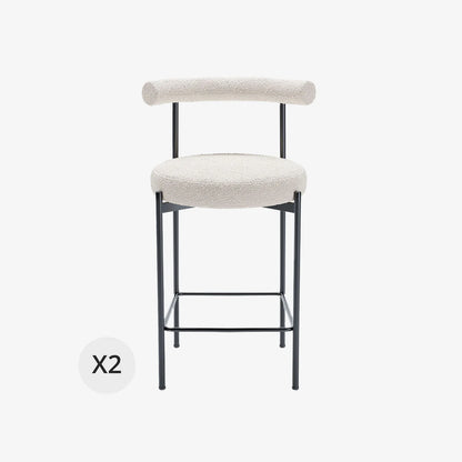 Lot de 2 chaises de bar bouclette blanche Charlotte