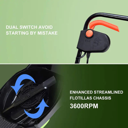 14-Inch Corded Electric Lawn Mower  12-Amp Push Mower with Grass Bag & Foldable Handle
