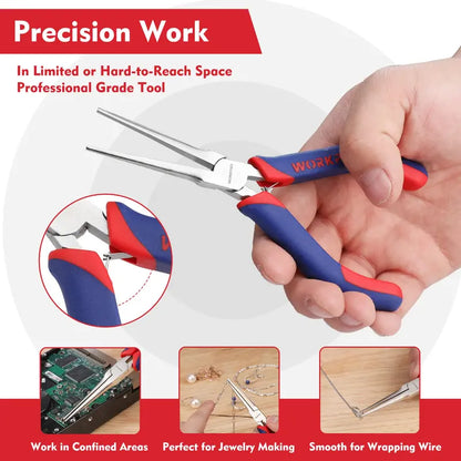 WORKPRO 2-Piece 6″ Precision Needle-Nose Plier Set  Bent & Standard Nose Designs