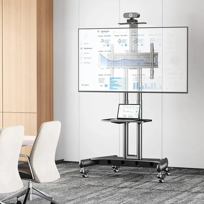 Height-Adjustable Rolling TV Cart  Mobile Floor Stand for 3282″ Screens, Supports Up to 100 lbs, VESA-Compatible (600x400mm)