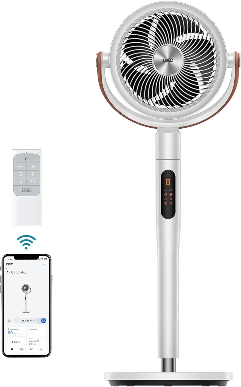 DREO Omni-Directional Smart Tower Fan: 120°+105° Oscillation, 100ft Airflow Range, 8 Speeds, 6 Modes & Full Voice/Wi-Fi Integration
