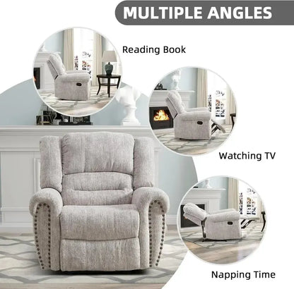 Classic Leather Manual Recliner  Traditional Single-Sofa Living Room Accent Chair