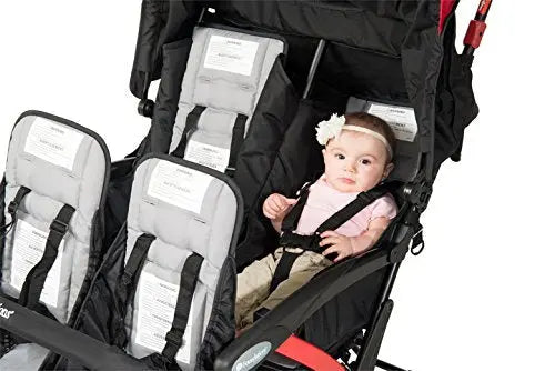 Compass Quad 4-Seat Stroller  Daycare-Ready Multi-Child Carrier with UV Canopy, 5-Point Harnesses, and Storage Bucket