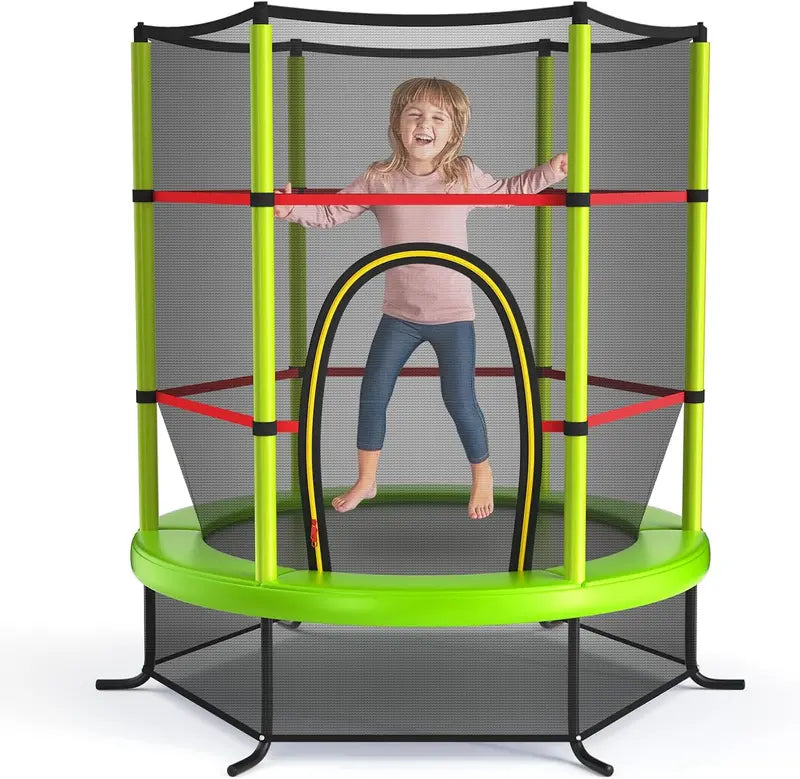 55-Inch Kids’ Trampoline  ASTM-Certified 4.6-Foot Toddler Bouncer with Safety Enclosure Net