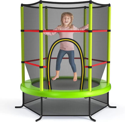 55-Inch Kids’ Trampoline  ASTM-Certified 4.6-Foot Toddler Bouncer with Safety Enclosure Net