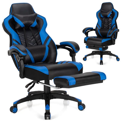 Ergonomic Gaming Chair with Built-In Footrest and Customizable Lumbar Support