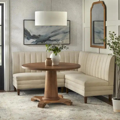 Lifestorey Kerrington 3-Piece Upholstered Banquette Set — Channel-Stitched Back Design