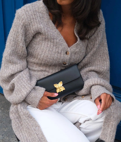 Hortensia Clutch | Noir Lisse