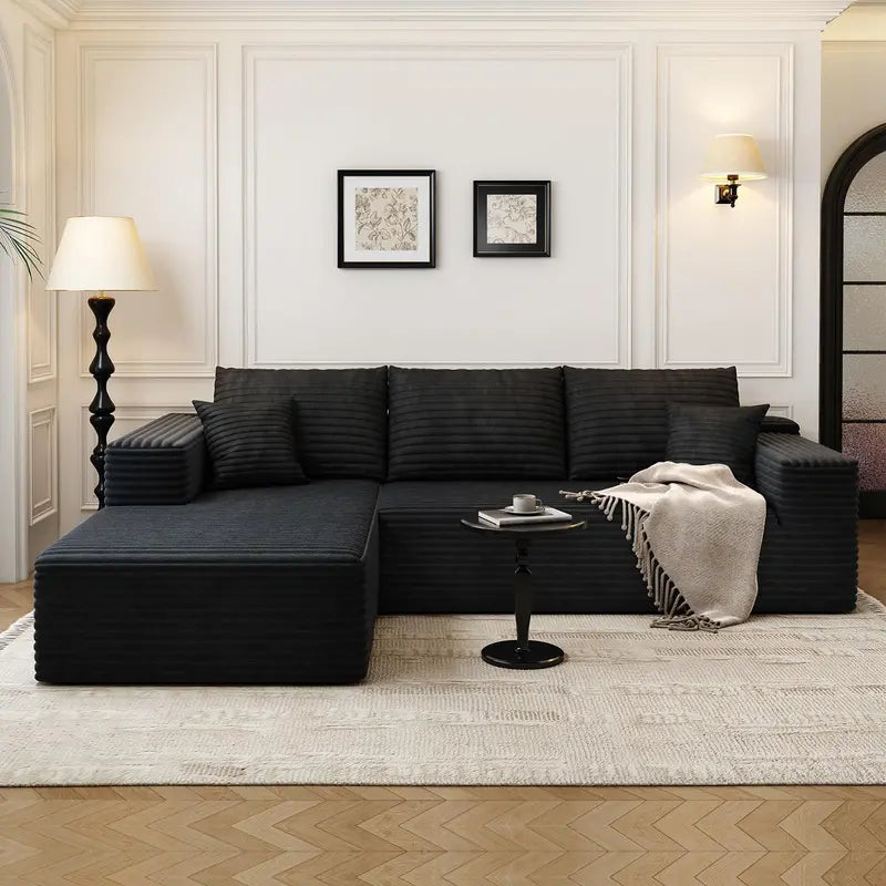 Cloud Modular L-Shaped Sectional Sofa  107.5-Inch Minimalist Corner Lounge with Deep Seating