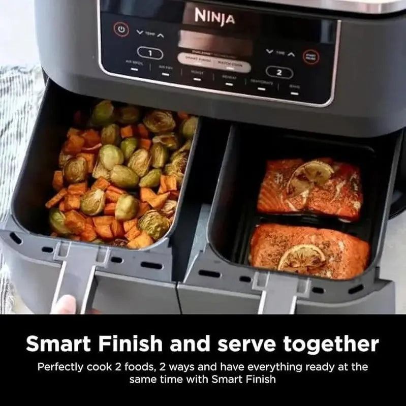 Ninja Foodi DZ201 DualZone Air Fryer  8-Quart 6-in-1 with Independent Baskets & Smart Finish Technology