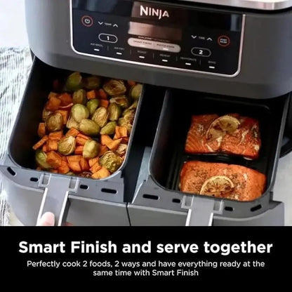 Ninja Foodi DZ201 DualZone Air Fryer  8-Quart 6-in-1 with Independent Baskets & Smart Finish Technology