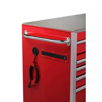 Heavy-Duty Mobile Tool Chest: 72 in W × 24 in D, 15-Drawer Workbench with Stainless Steel Top & Dual Security Locks  Red
